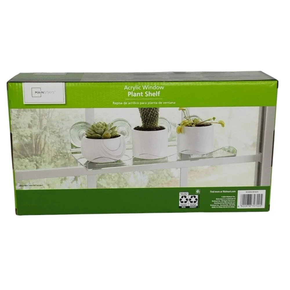 Plant Shelf Acrylic Clear Mainstays New In Box